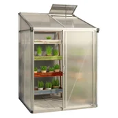 Szklarnie ogrodowe - GFP szklarnia Eden 22 szklarnia przyścienna rama aluminiowa - 151x147 cm - grube panele poliwęglanowe ok. 10 mm - miniaturka - grafika 1