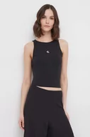 Koszulki sportowe damskie - Calvin Klein Jeans top damski kolor czarny - miniaturka - grafika 1