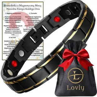 MOCNA Czarna Zdrowotna Bransoletka MĘSKA MAGNETYCZNA ORYGINAŁ - Bransolety męskie - miniaturka - grafika 1