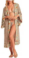 Bluzki damskie - PAREO KIMONO NARZUTKA NA STRÓJ PLAŻE KWIATOWY WZÓR - miniaturka - grafika 1
