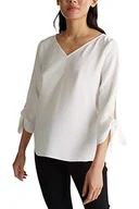 Bluzki damskie - ESPRIT Collection Bluzka ze stretchu z otwartymi krawędz, Off White, 42 - miniaturka - grafika 1