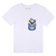 Koszulki dla dziewczynek - Koszulka dziewczęca z krótkim rękawem, biała z pieskiem, Tup Tup - miniaturka - grafika 1