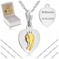 Biżuteria dla dzieci - SREBRNY ŁAŃCUSZEK POZŁACANY MEDALIK MATKA BOSKA FATIMSKA 925 KOMUNIA GRAWER - miniaturka - grafika 1