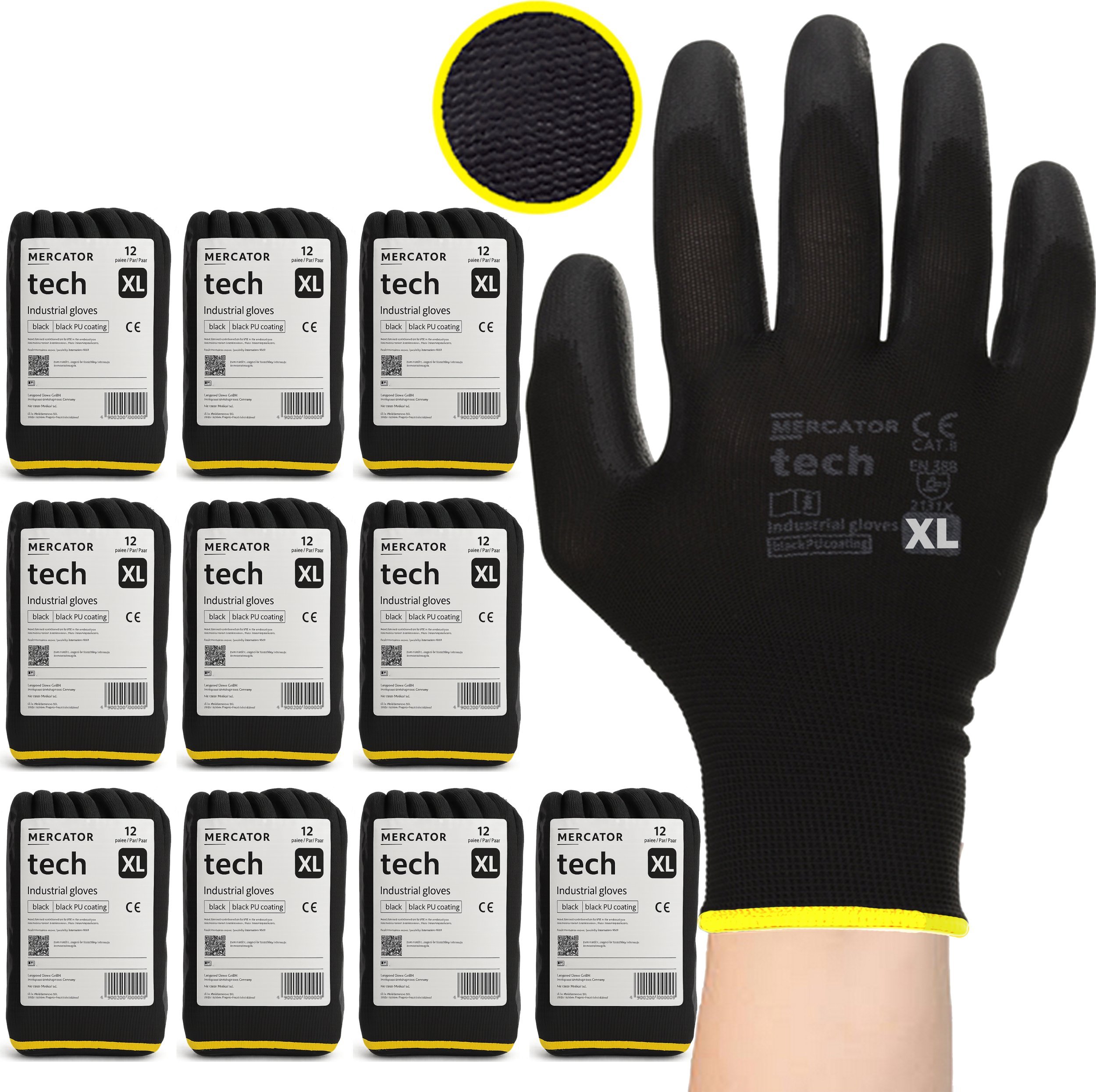 MERCATOR Tech Black+Black PU - 120 Par 10 - XL