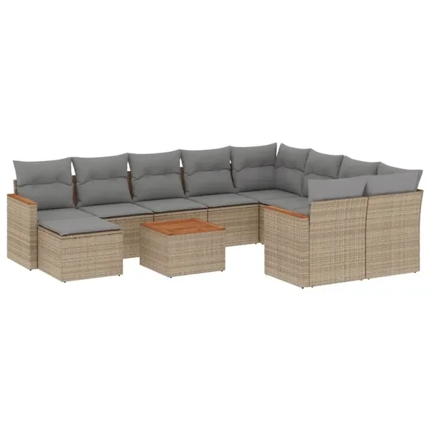 Zestaw mebli ogrodowych z rattanem PE, beżowy, wymiary: 62 x 62 x 69 cm