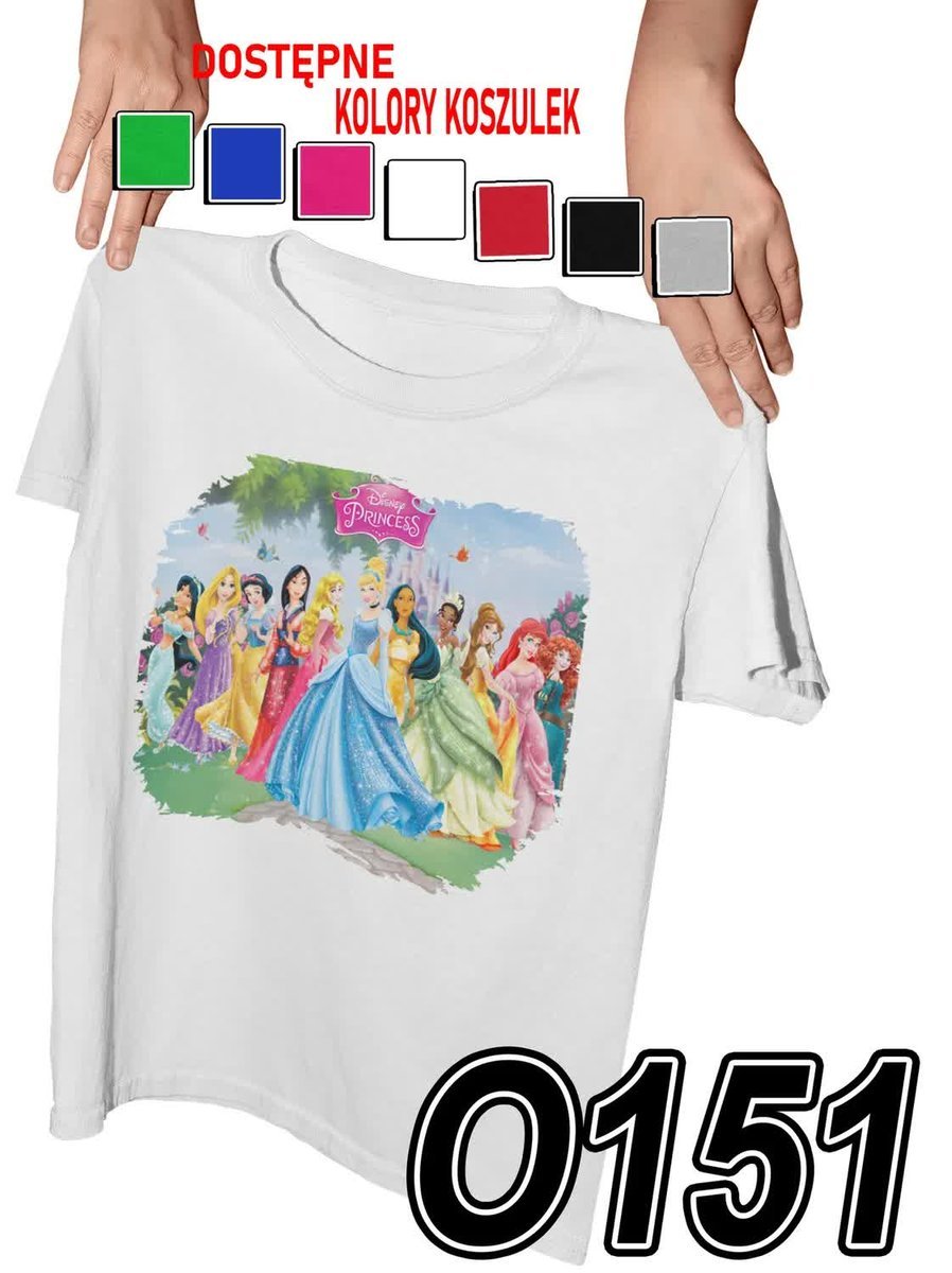 Koszulka Dziecięca Z Nadrukiem Księżniczki Bajki Dziewczynki - M 134-140