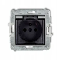 Gniazdka elektryczne - Karlik Gniazdo pojedyncze z uziemieniem IP44 srebny 7MGPB-1zdp - miniaturka - grafika 1