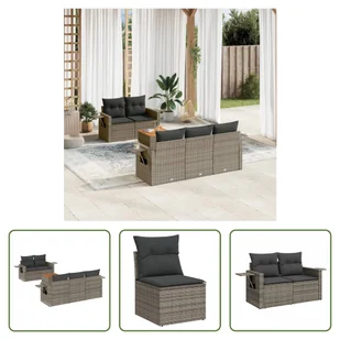 The Living Store 6-częściowa sofa ogrodowa z poduszkami z szarego polirattanu - Sofy ogrodowe The Living Store 6-częściowa sofa ogrodowa z poduszkami z szarego polirattanu - Sofy ogrodowe - miniaturka - grafika 1