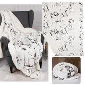 Koce - Marmurkowa, biało-czarna narzuta/koc z mikropolaru, koc z barankiem, sherpa 220-230 g/m 150x200 cm - miniaturka - grafika 1