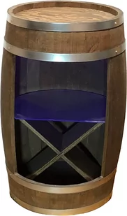 Drewniana beczka barek z póką szklaną, stojakiem na wino oraz oświetleniem LED RGB - Kredensy Drewniana beczka barek z póką szklaną, stojakiem na wino oraz oświetleniem LED RGB - Kredensy - miniaturka - grafika 1
