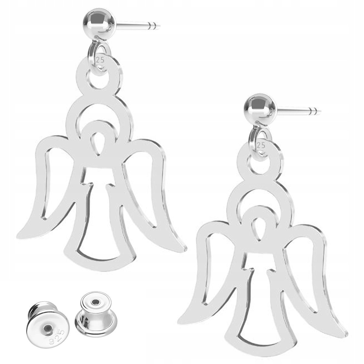 Kolczyki Srebrne Blaszki z Aniołami Anioły Aniołki Stróże SREBRO 925