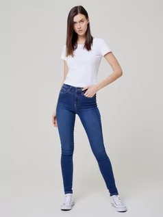 Spodnie damskie - Spodnie jeans damskie z wysokim stanem z kolekcji Basic Clara 358 - grafika 1