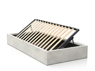 Łóżka dla dzieci i młodzieży - Łóżko dziecięce tapicerowane 90x200 z pojemnikiem ze stelażem Szary Velvet Kids Line BOX - miniaturka - grafika 1