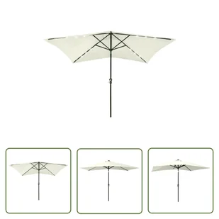 The Living Store Parasol ogrodowy z LED i stalowym słupkiem - piaskowy - 2x3 m - Parasol Ogrodowy - Parasole ogrodowe - miniaturka - grafika 1