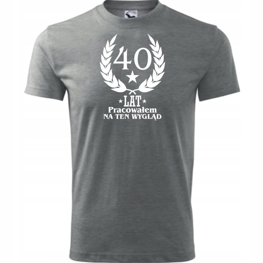 Męska Koszulka Nadruk 40 lat pracowałem na ten wygląd na Prezent Urodziny ciemnoszary melanż XL
