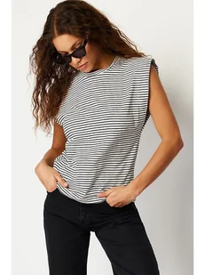 trendyol Koszulka w kolorze czarno-białym - Koszulki i topy damskie - miniaturka - grafika 1
