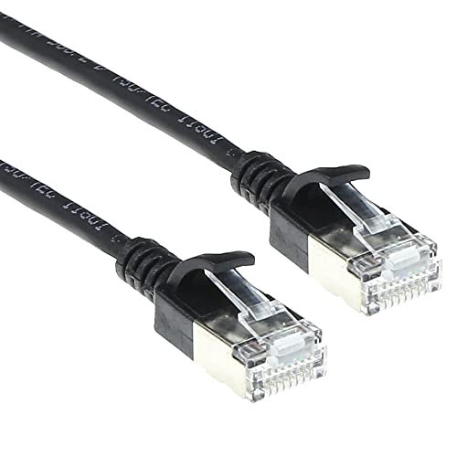 ACT CAT6a kabel sieciowy, U/FTP LSZH LAN, cienki kabel 3,8 mm Slimline, elastyczny kabel Snagless CAT 6a z wtyczką RJ45, do stosowania w centrach danych, 0,5 m, czarny, DC7900