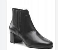 Botki damskie - GEOX BUTY DAMSKIE BOTKI CZARNE ZE SKÓRĄ 41 1ŻGI - miniaturka - grafika 1