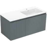 Szafki łazienkowe - Mexen Rivel szafka łazienkowa 100 cm z umywalką Otis prawą, 1S, 1D, ryflowana, grafit/biała mat - 91A23-10047-3-BBFF66-W18P01 - miniaturka - grafika 1