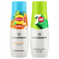 Syropy i koncentraty owocowe - 2x Syrop SodaStream Herbata Lipton Ice Tea Peach Zero Bez Cukru + 7UP Free - miniaturka - grafika 1
