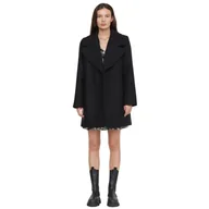 Płaszcze damskie - Płaszcz damski Sinequanone Matea wełniany czarny błyszczący-M - miniaturka - grafika 1