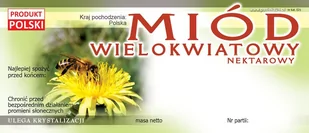 Etykiety na Miód Wielokwiatowy (100szt) - wzór E21 - Akcesoria do hodowli zwierząt - miniaturka - grafika 1