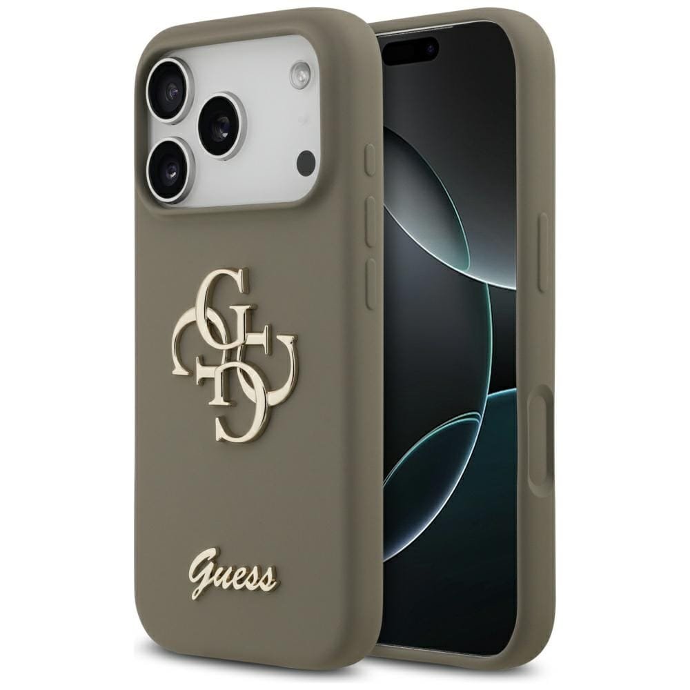 Etui Guess Silicone Big 4G Script do iPhone 17 Pro Max brązowy