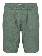 Spodenki męskie - Only & Sons Szorty materiałowe Leo 22028301 Zielony Regular Fit - miniaturka - grafika 1