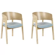 Krzesła - Lumarko Zestaw 2 krzeseł do jadalni jasne drewno z niebieskim MARIKANA - miniaturka - grafika 1