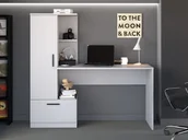 Biurka dla dzieci - Biurko z regałem białe z półkami i szufladą do pokoju - miniaturka - grafika 1