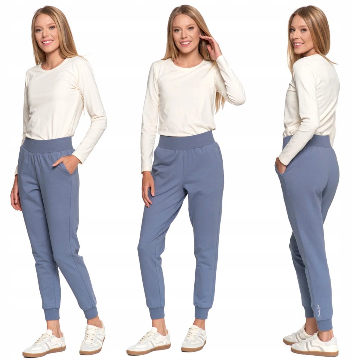 Spodnie Damskie Dresowe Bawełniane Komfortowe Elastyczne Moraj Xl Graphite