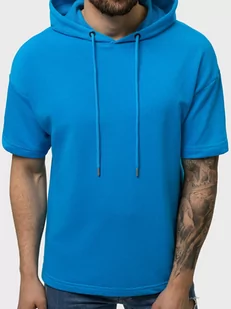 BLUZA Z KAPTUREM MĘSKA NIEBIESKA OZONEE B/20402009 - Ozonee - Bluzy męskie - miniaturka - grafika 1