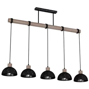 Milagro Lampa wisząca ERIK Sawn black/Patinated wood 5XE27 MLP7641 - Lampy sufitowe - miniaturka - grafika 1