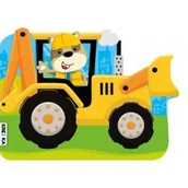 Kolorowanki, wyklejanki - Koparko-ładowarka żółta - miniaturka - grafika 1