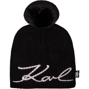 Karl Lagerfeld Kids Czapka z dodatkiem kaszmiru - Czapki dla dzieci - miniaturka - grafika 1