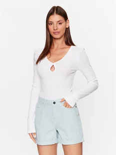 Noisy May Bluzka Maya 27026248 Biały Slim Fit - Bluzki damskie - miniaturka - grafika 1