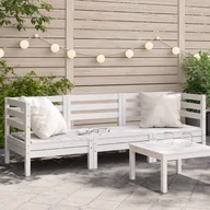 Sofy ogrodowe - vidaXL Ogrodowa sofa 3-osobowa, biała, lite drewno sosnowe - miniaturka - grafika 1