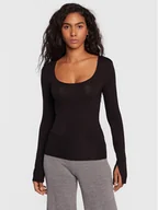 Bluzki damskie - Gina Tricot Bluzka Agnes 16981 Czarny Slim Fit - miniaturka - grafika 1