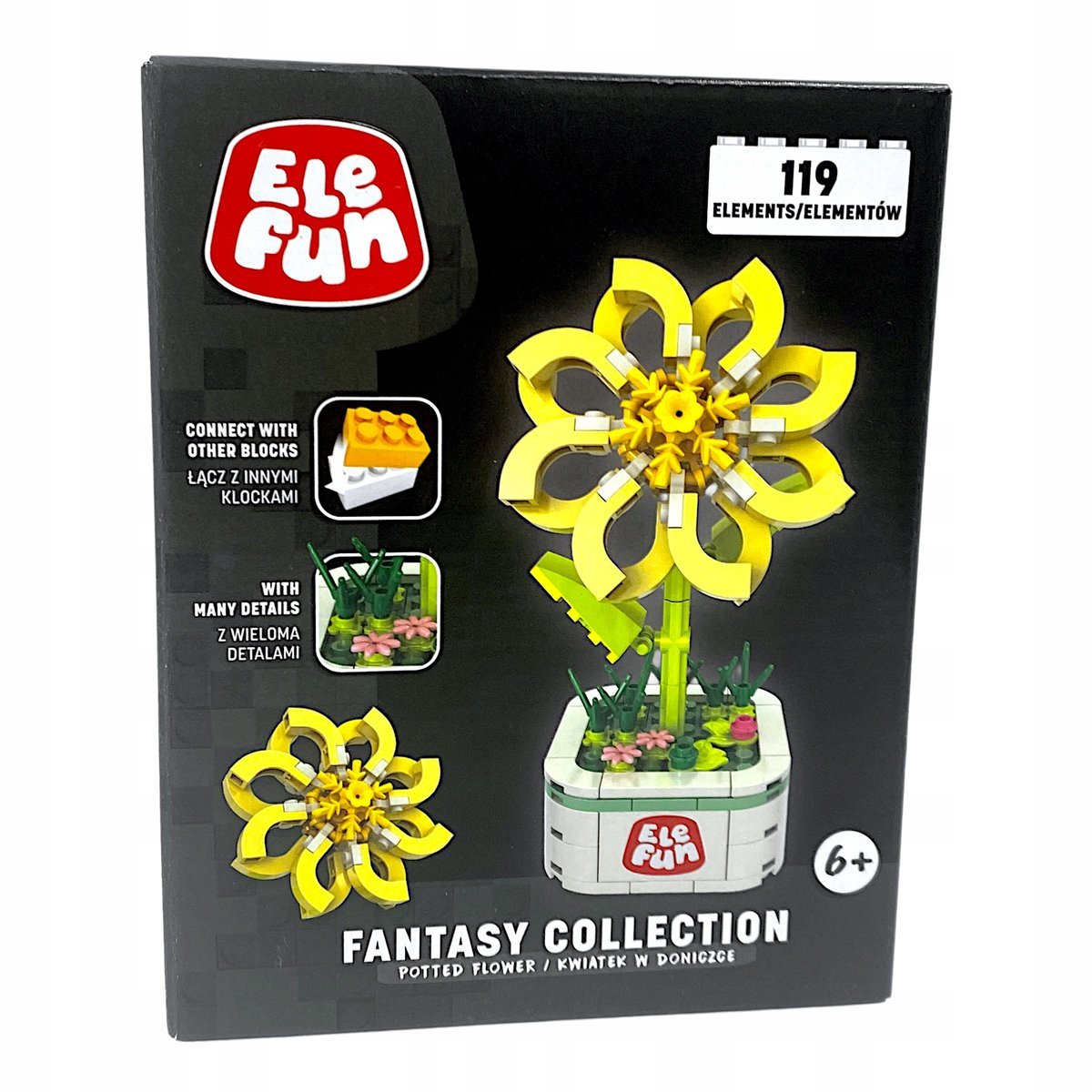 Elefun Fantasy Collection Kwiatek w doniczce żółty Klocki 119el.