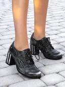 Półbuty damskie - Maciejka Półbuty damskie na obcasie skórzane biały czarny-41 - miniaturka - grafika 1