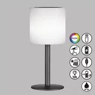 Lampy ogrodowe - FH Lighting Solarna lampa stołowa LED Lesina, czarna/biała - miniaturka - grafika 1