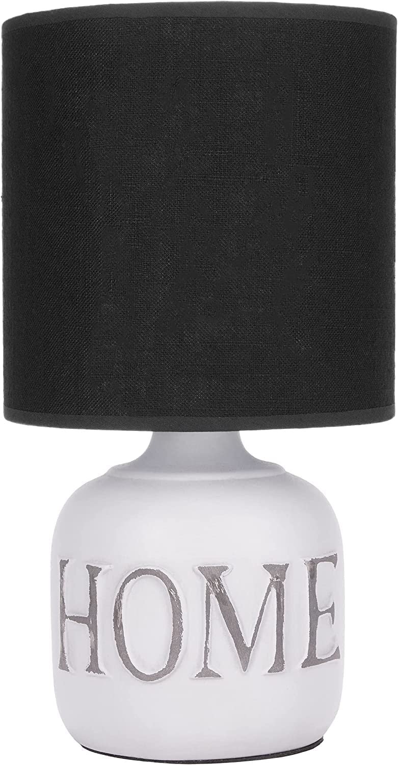 Lampa stołowa lub nocna BRUBAKER Home - Lampa stołowa z ceramiczną podstawą i kloszem z tkaniny - 32,5 cm wysokości, biało-szara