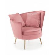 Fotele - Różowy welurowy fotel wypoczynkowy ALMOND Halmar - miniaturka - grafika 1