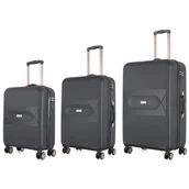 Walizki - Zestaw walizek SEMI LINE T5787-0 Czarny - miniaturka - grafika 1