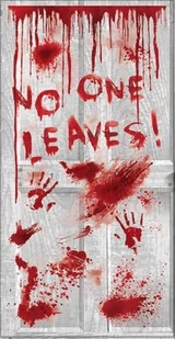 Dekoracja plastikowa na drzwi zakrwawiona No One Leaves! 85x165cm - Halloween - miniaturka - grafika 1