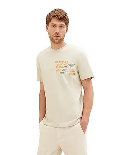 Koszulki męskie - TOM TAILOR T-shirt męski, 26199 - Beige Alfalfa, L - grafika 1