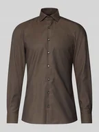 Koszule męskie - Koszula biznesowa o kroju slim fit z bawełny z kołnierzykiem typu kent - miniaturka - grafika 1