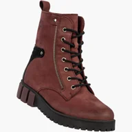 Botki damskie - Trapery Damskie Skórzane Buty Zimowe Ocieplane Bordowe Gino Fabiani 1000 36 Bordowy - miniaturka - grafika 1