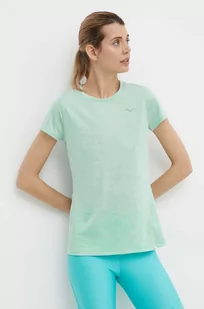 Mizuno t-shirt do biegania Impulse core kolor zielony - Koszulki sportowe damskie - miniaturka - grafika 1