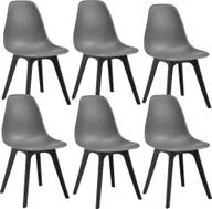 Krzesła - [en.casa] 6x Design Chair 83 x 54 x 48cm Szaro-czarne krzesło do jadalni Plastikowe krzesła w stylu skandynawskim z ochraniaczem na podłogę - miniaturka - grafika 1